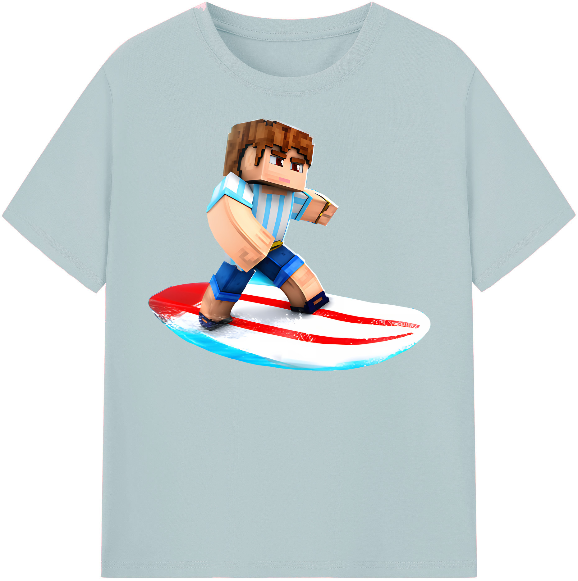 （画像用） マインクラフト ブロックの世界 Minecraft MC Block world 綿100％半袖Tシャツ（フロントプリント）